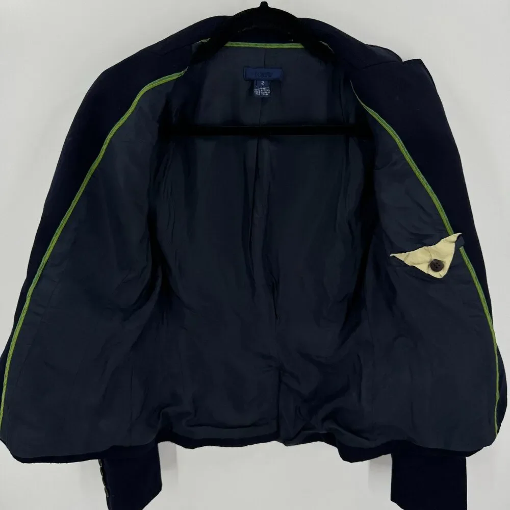 J. CREW Navy Blue 3 Button Schoolboy Blazer Jacket Size 2
